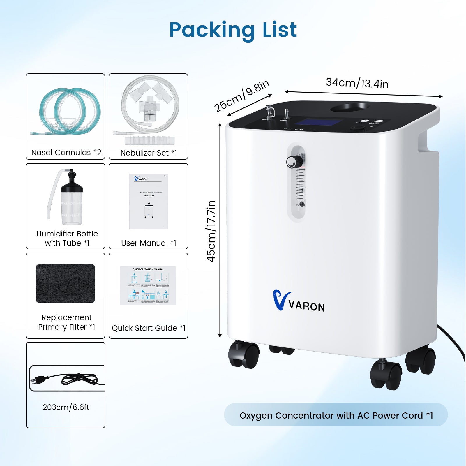 VARON 3L Premium Home Oxygen Concentrator Serene 3