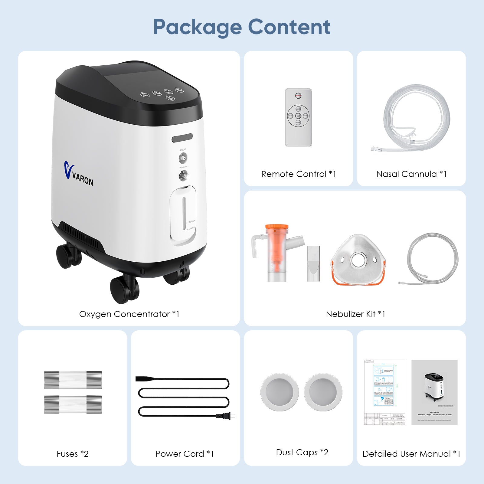VARON VH-2 Pro Wheel Edition | Continuous Flow Home Oxygen Concentrator (1-9 settings)