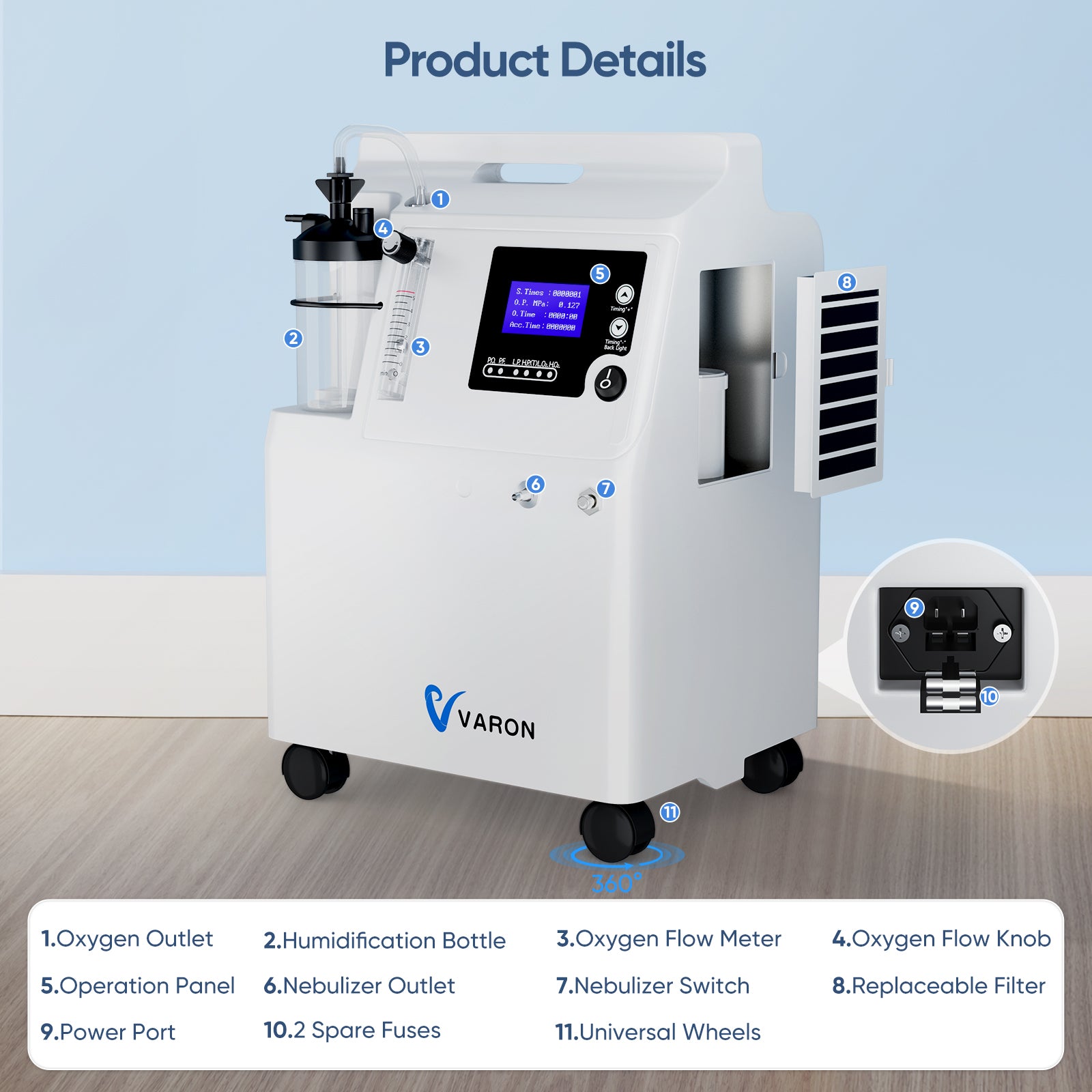 VARON 5L Premium Home Oxygen Concentrator Serene 5