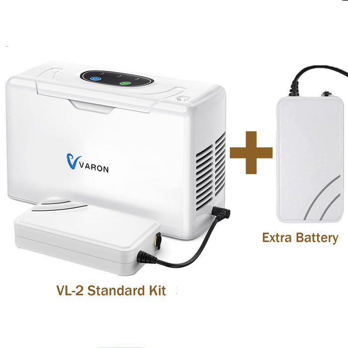VARON 3L/min Concentrador de oxígeno portátil VL-2 Kit estándar y paquete de batería adicional