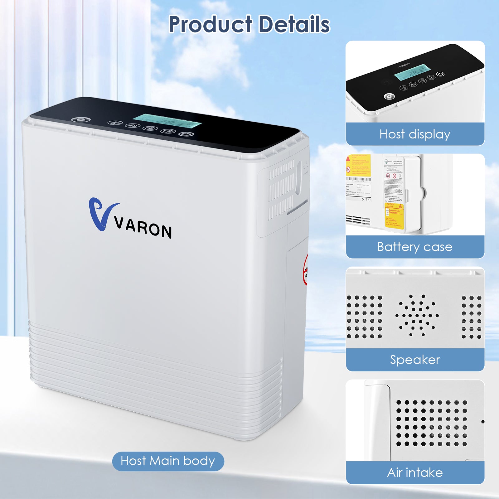 VARON 1-6L Continuous Flow Portable Oxygen Concentrator VP-6