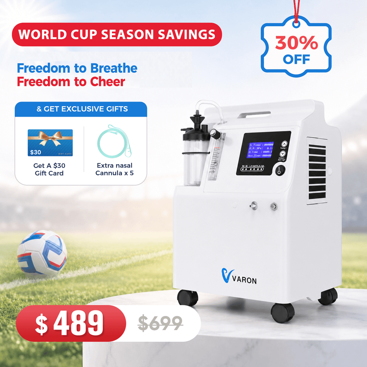 FDA-Approved Serene 5 Home Oxygen Concentrator 5L Capacity — VARON