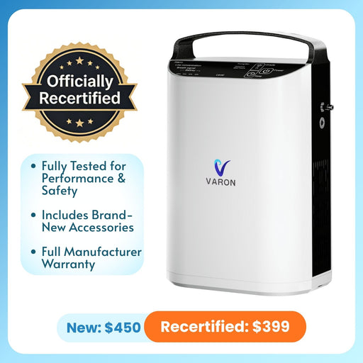 VARON VP-1 Recertified | Pulse Flow Portable Oxygen Concentrator (1-5 settings)