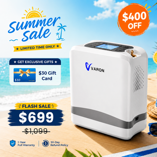 VARON VP-8 Lite | Pulse Flow Portable Oxygen Concentrator (1-7 settings)