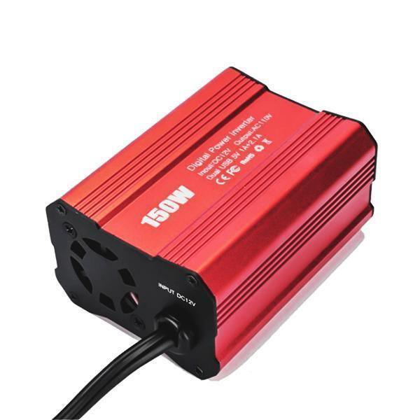 150W Car Power Inverter DC/AC Car with 3.1A Dual USB Car Adapter-Red - VARON